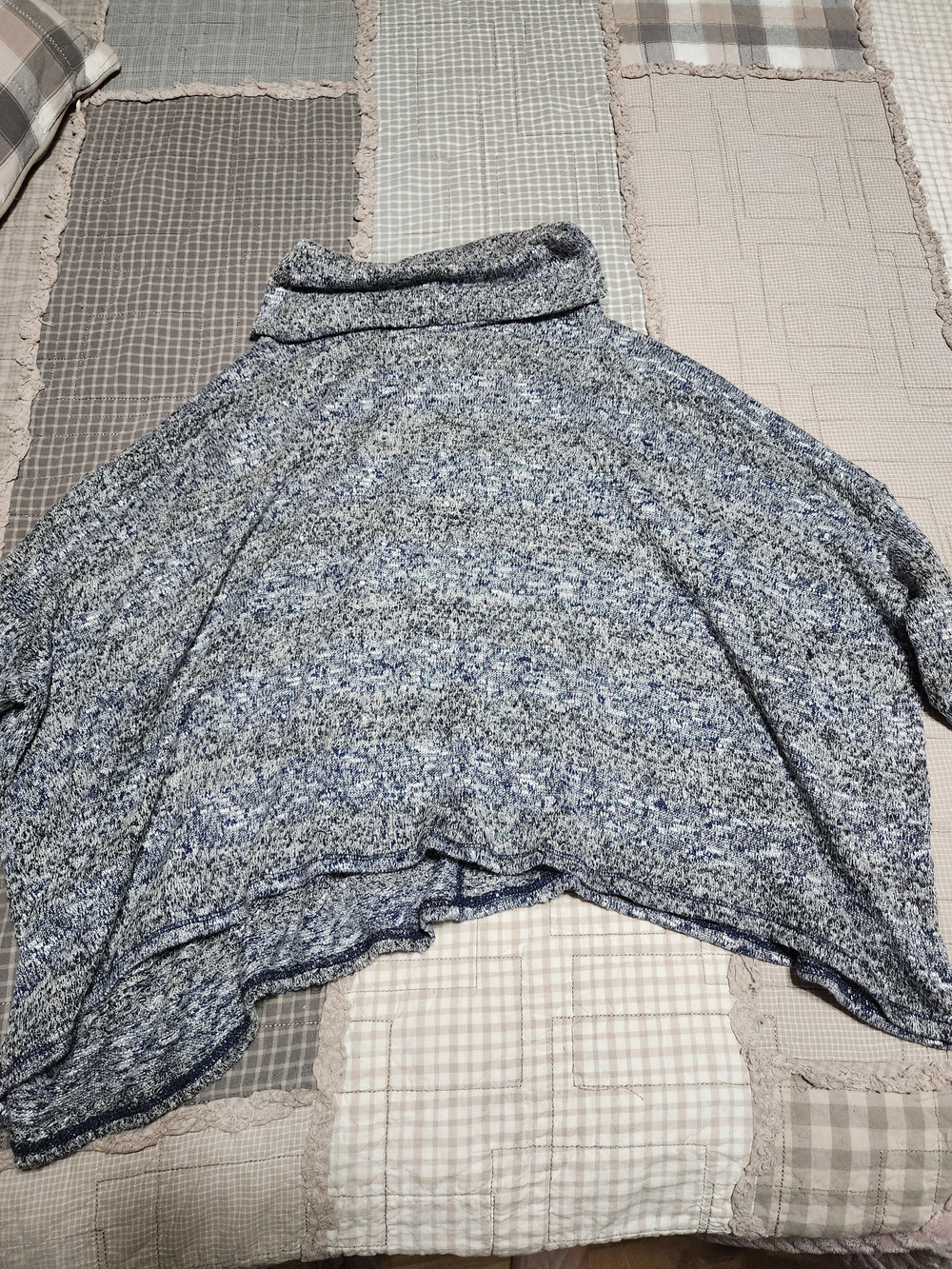 Alya Blue Marled Cowl Neck Sweater